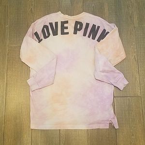Pink tie dye long sleeve varsity crew